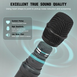 TKLBLS Wireless Microphone,Metal Dual Professional UHF Cordless Dynamic Mic Handheld Microphone System 300ft for Singing with Receiver Volume Control for Karaoke, DJ Party, Church, Wedding, Speech