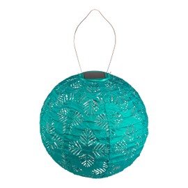 Allsop Soji Stella - Brights Geo Palm - 12" Outdoor Solar Lantern - Turquoise