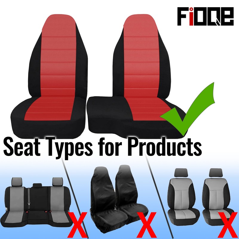 Fioqe 2PCS Front 60/40 Cloth High Back Bench Seat Cover
