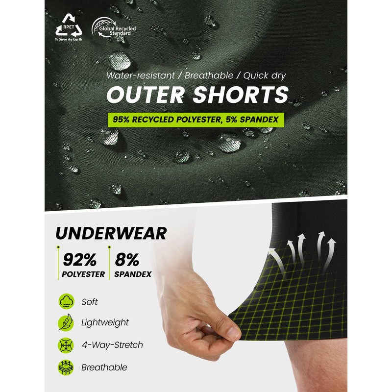 Nepest Mens Bike Pants 4D Padded 2 in 1 Mountain