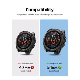 2 Pack Case for Garmin Fenix 8 51MM Smartwatch Cover,All-Round Protection,Shockproof,BOVUGAC Transparency TPU Protective Case Cover for Garmin Fenix 8 51MM Smart Watch Accessories - Clear+Gray