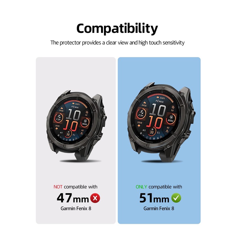2 Pack Case for Garmin Fenix 8 51MM Smartwatch Cover,All-Round