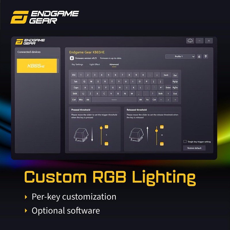 ENDGAME GEAR KB65HE Gaming Keyboard, ANSI US – Hall Effect