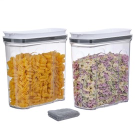 FreshKeeper Cereal Containers Storage Set, Airtight Food Storage Container with Lid 2.5L,2PCS BPA-FREE Plastic Pantry Organization Canisters for Rice Cereal Flour Sugar Dry Food in Kitchen…