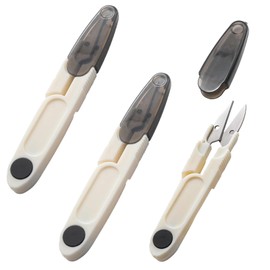 Funstreet 3 Pcs U Shaped Portable Scissors 4 Inch Black Sewing Scissors with Safety Covers Thread Snips