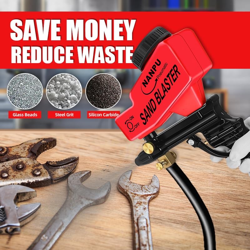 NANPU Light-Duty Air Sandblaster Gun Kit with Siphon & Gravity