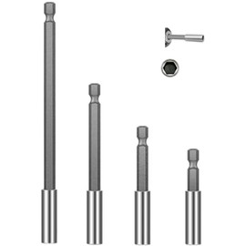4 Pieces Drill Extension Bit Holder Set,1/4 Magnetic Hex Shank Screwdriver Drill Bit Extension Holder 63.5/75/100/150mm for Household Use, DIY, Repair Work, and More
