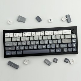 PBT Keycaps 147 Keys Double Shot MOA Profile Keycaps White-Grey Gradient Dye Sublimation Keycaps Custom Keycaps for Cherry MX Switches ISO/ANSI UK Layout Mechanical Keyboards