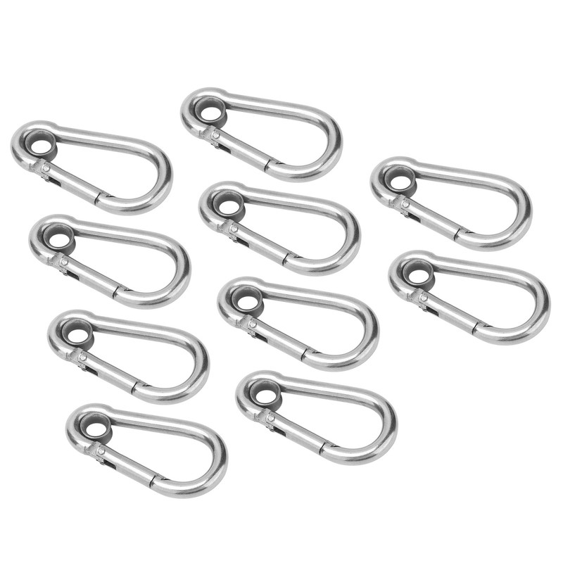 10Pcs Snap Hook Stainless Steel Safety Rope Spring Carabiner Hanging