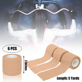 Twavang 6 Pack 2 Inches Self Adhesive Bandage Wrap Breathable Cohesive Bandage Elastic Tape for Pets, Athletic, Sports, Wrist, Knee, Ankle(5 Yards Per Roll, Skin Color)