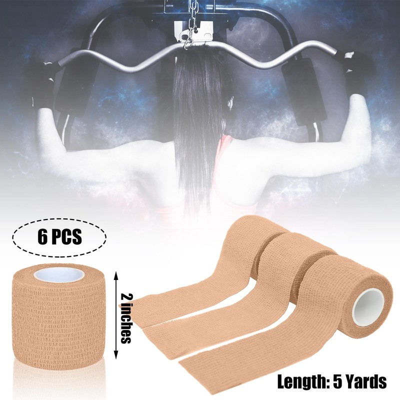 Twavang 6 Pack 2 Inches Self Adhesive Bandage Wrap Breathable