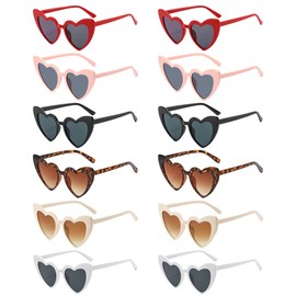 YISIZES Pack of 12 Heart Sunglasses Vintage Heart Shaped Glasses Bulk Bachelorette Sunglasses for Women Wedding Party (Colour)