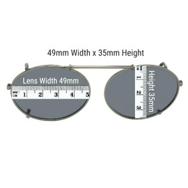 Oval Color Mirror Gray Lens Non Polarized Clip On Sunglasses (Pewter-Blue Mirror Gray Lens, 53mm Width x 39mm Height)