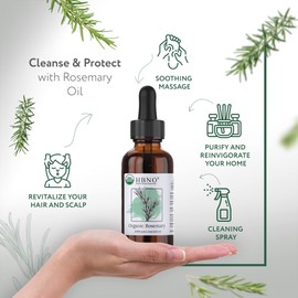 HBNO Organic Rosemary Oil for Hair Growth 1 oz (30ml) - Pure Rosemary Oil for Hair Growth Organic - USDA Certified Organic Rosemary Essential Oil for Hair Growth Improve Volume & Shine