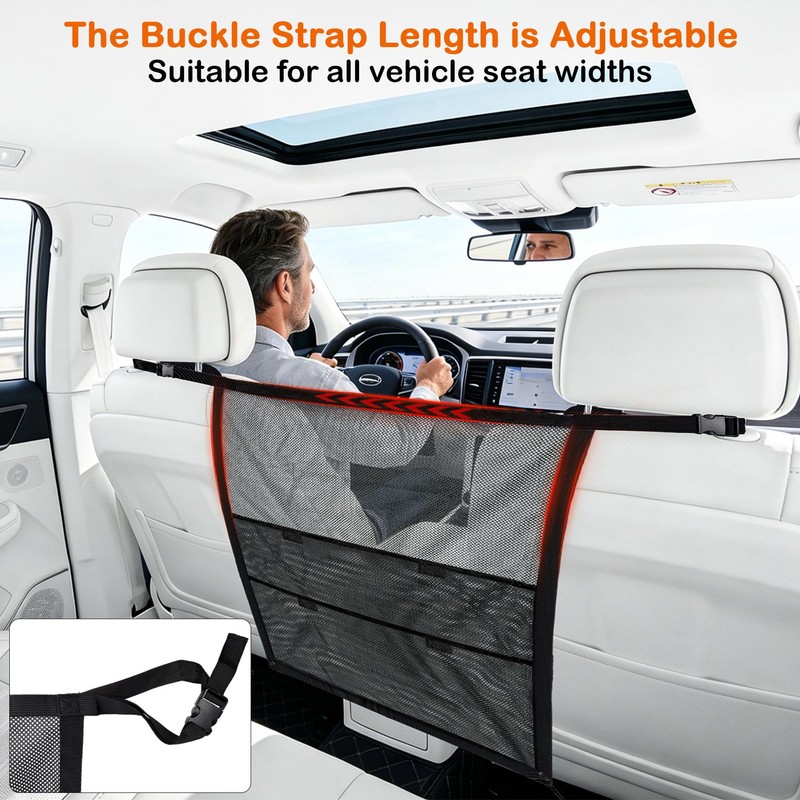 Dog Car Barrier Net Divider with 2 Large Storage Pockets