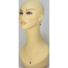 LIGURIUS NATURAL BALTIC AMBER STERLING SILVER 925 NECKLACE & EARRINGS Set Cognac Gemstone For Women & Silver Adjustable CHAIN Snake 45cm - 50 cm, Gift set