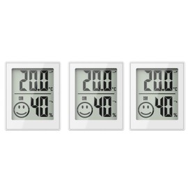 Room Climate Station, Set of 3, Temperature and Humidity Display, Comfort Indicator, Digital Thermometer and Hygrometer (White)
