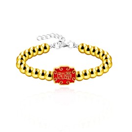 Uloveido Feng Shui Blessings Ruyi Bracelet, Auspicious Good Luck Gifts, Gold Hematite Bracelets for Daughter Niece Y1983 (Red Ruyi)