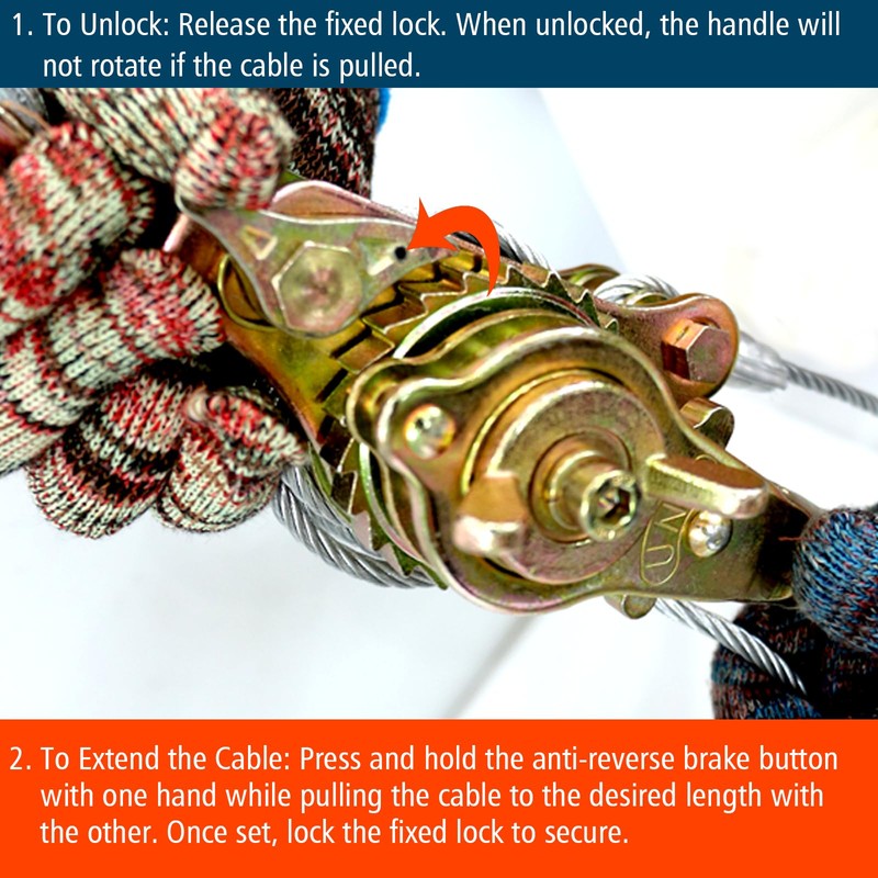 Zipline Tensioning Kit, Come Along Winch 4400lbs with Cable Grip