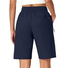 Ksmien - Pantalones cortos cargo para mujer, de secado rápido, ligeros, con bolsillos con cierre, para viajes, golf, camping