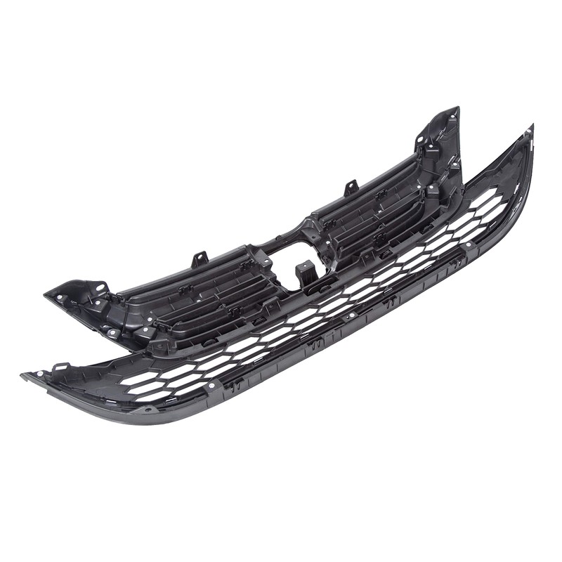 ECOTRIC Front Upper Bumper Hood Grill & Lower Mesh Chrome