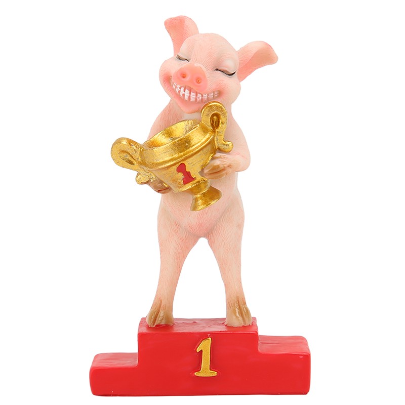 Pig Statue Cute Funny Tabletop Art Resin Pig Figurine Decoration