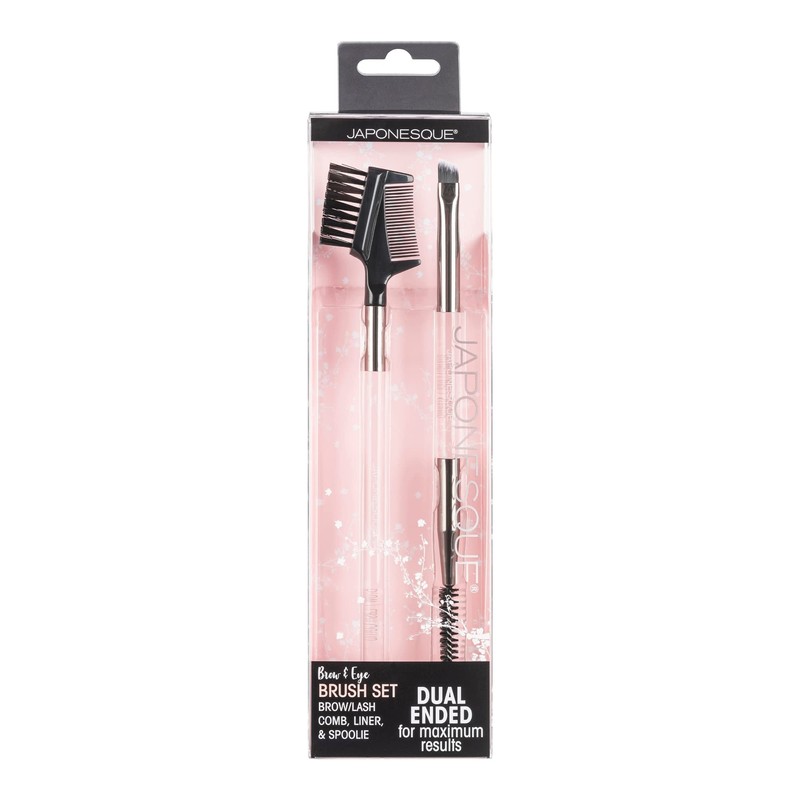 JAPONESQUE Brow & Eye Brush Set, Includes Brow/Lash Comb to