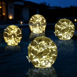 2 Pack Floating Pool Lights Solar Powered 14 inch Pool Light,8 Light Modes