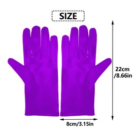 1 Pair of Purple Short Satin Finger Gloves 1920s Opera Party Wedding Bridal Etiquette Gloves