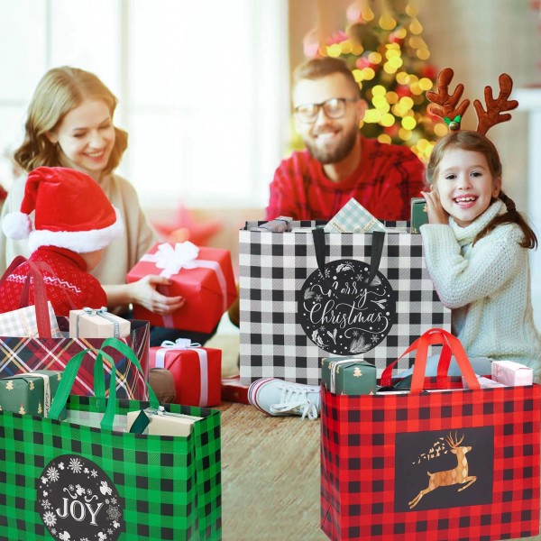 12 PCS 16.9x12.6x7.1 inch Extra Large Christmas Gift Bags Reusable
