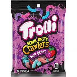 Trolli Sour Brite Crawlers, Very Berry Flavor, 5 oz [12-Bags]