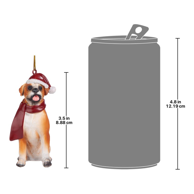 Design Toscano JH576303 Boxer Holiday Dog Ornament Sculpture, Multi-Color