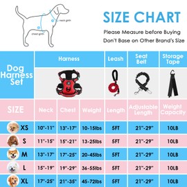 NESTROAD Red Large Dog Vest Harness No Pull Adjustable Pet Harness and Lead Set, Size XL of Neck 17~25" Chest 21~35", Reflective Breathable Anti Pull Escape Proof Dog Harness with Seat Belt for Car