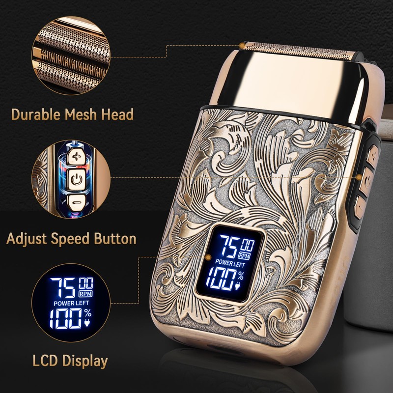 Ufree Close Shave Electric Foil Shavers for Men, 3-Speed Electric