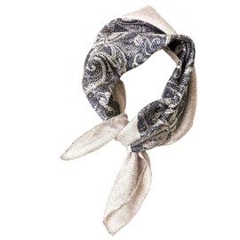 Prettystern Men's Lady Pure Silk Bandana Handrolled Silk Neckerchief Unisex Neckerchief, 62B White Grey Blue