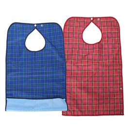 Baberos para adultos, impermeables lavables y reutilizables, para la hora de la comida babero doble capa extra largo color azul para hombres y mujeres babero adulto mayor baberos para adulto