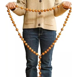 Giant Big Beads Rosario Natural Wood Jesus METAL  Cross XL Large 37" Wall Rosary