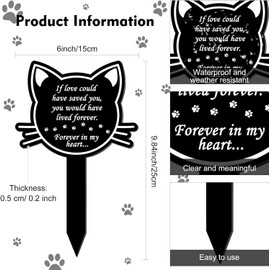 32CM Metal Cat Grave Markers Outdoor Garden Memorial Plaque For Pet Cute Memorial Tribute Stick Graveside Ornaments Cemetery Plaque Cross Marker Cats Remembrance Gifts Pet Headstone Graveyard