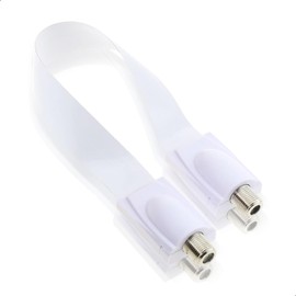 Cable, Gap Cable, Antenna Cable, TV Cable, Flat Antenna Cable, 1 Pack, F-Shaped, Bendable, For Sashes, Verandas, Doors, Indoor Drawing, White, 10.2 inches (26 cm), F-Type Female for