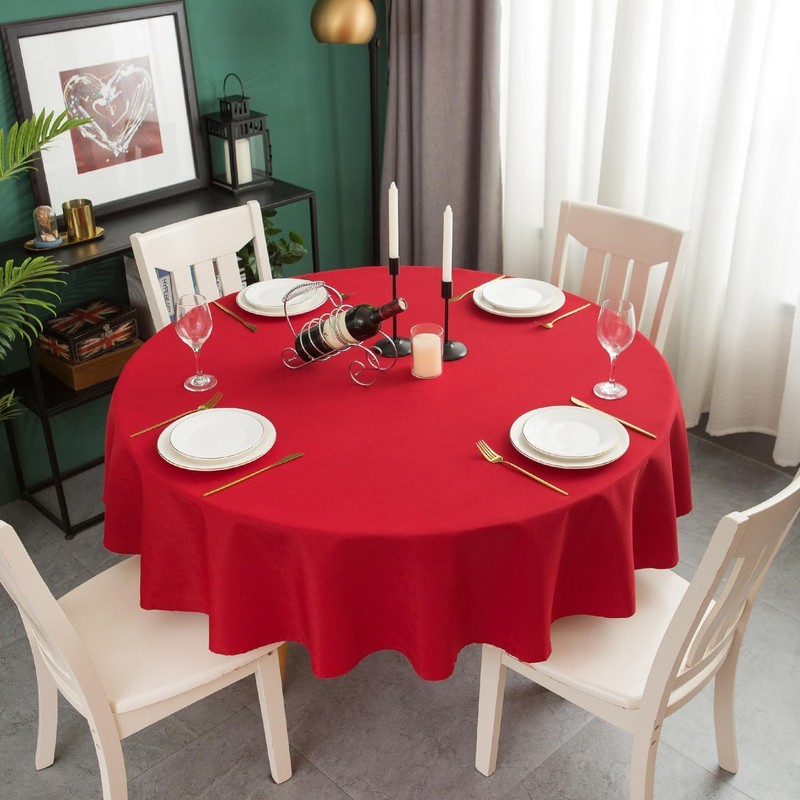 Sterling Mill Polyester Round Tablecloth – Christmas Elegant Table Cover