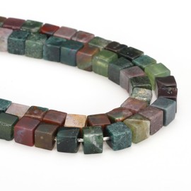 uxcell Natural Square Stone Bead 4x4mm 85pcs Cube Loose Semi Gemstone Bead for Bracelet Jewelry Making Design DIY, Indian Agate