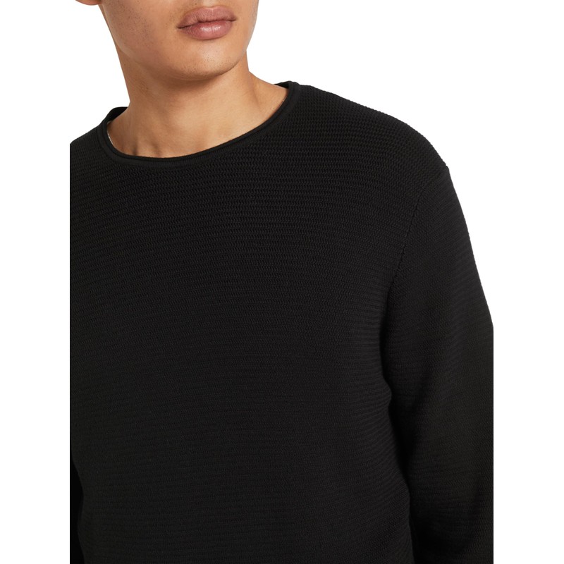 Tom Tailor Denim Men's Textured Jumper, 29999 - Black, l