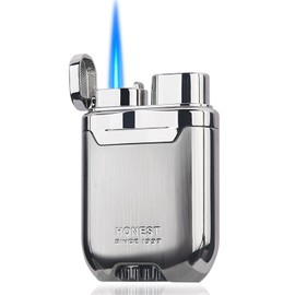 HONEST Torch Lighter Butane Windproof Lighter Mens Gifts Lighter for Candle Camping Family Use (Silver)