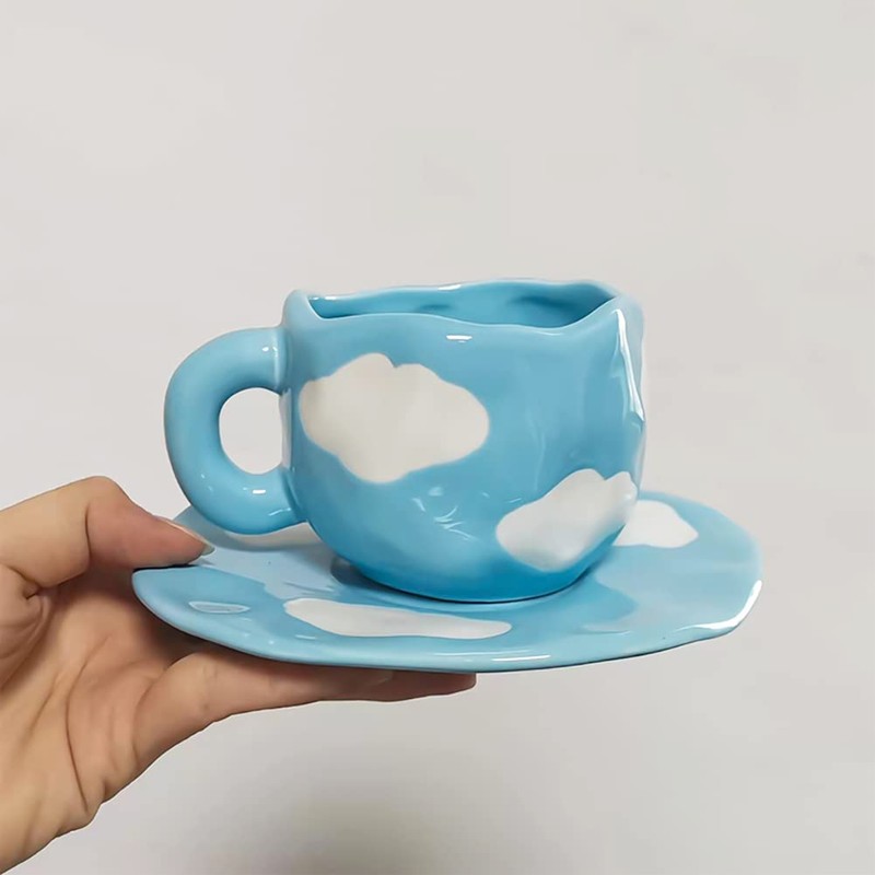 Noviko Cloud - Taza con platillo de cerámica para niñas