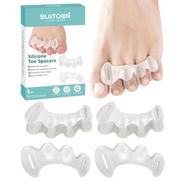 BLATOWN 2Pairs Toe Spacers Silicone Gel Toe Separators Correct Women Men Bunion Toes, Soft Toe Spreaders, Hammer Toes Corrector, Big Toe Straightener for Plantar Fasciitis, Foot Relief(Clear)