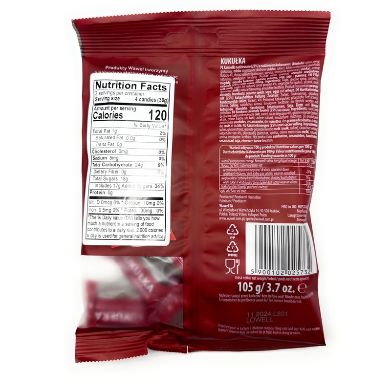 WAWEL KUKULKA karmelki nadziewane 1 LB. Packing by GRANDA