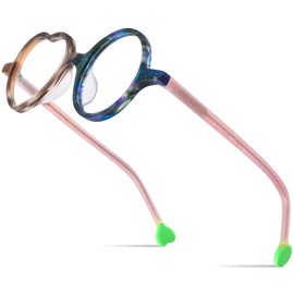 HEPIDEM Multicolor Acetate Glasses Frame Men Women Round Eyeglasses Optical Spectacles 9377 (9377 Matte Blue)