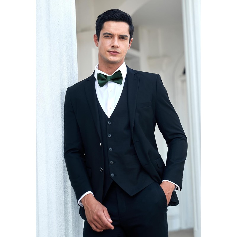 HISDERN Bow Tie Pre-Tied Men's Bow Tie with Pocket Square