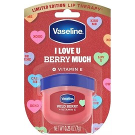 Vaseline Bálsamo Labial Edición Limitada San Valentín, Wild Berry con Vitamina E, I Love U Berry Much, Tamaño de Viaje, 7g
