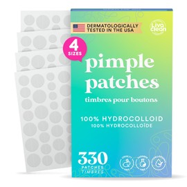 LivaClean 330 CT Pimple Patches for Face - 100% Hydrocolloid Acne Patches - Four Sizes - Acne Dots Zit Stickers - Hydrocolloid Patch Pimple Patch Invisible - Blemish Patches